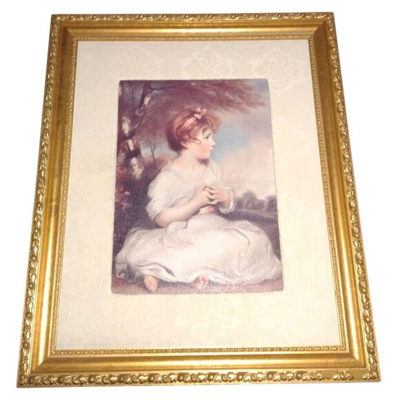 Vintage Ornate Gold Guild Framed Print Reynolds The Age of Innocence Girl 26x32"